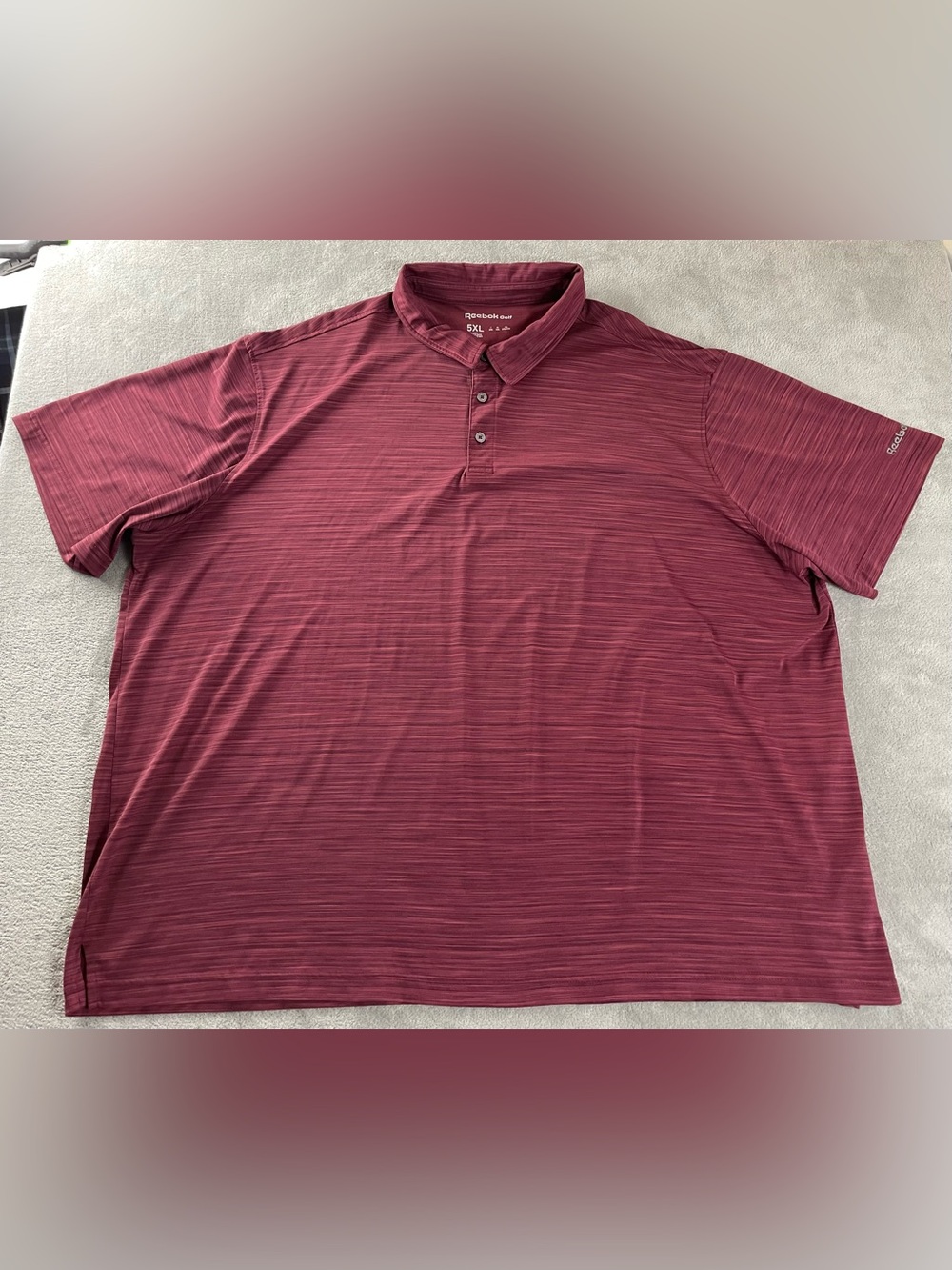 Reebok Golf Polo Shirt Mens 5XL Burgundy Active Performance Business Casual 5X